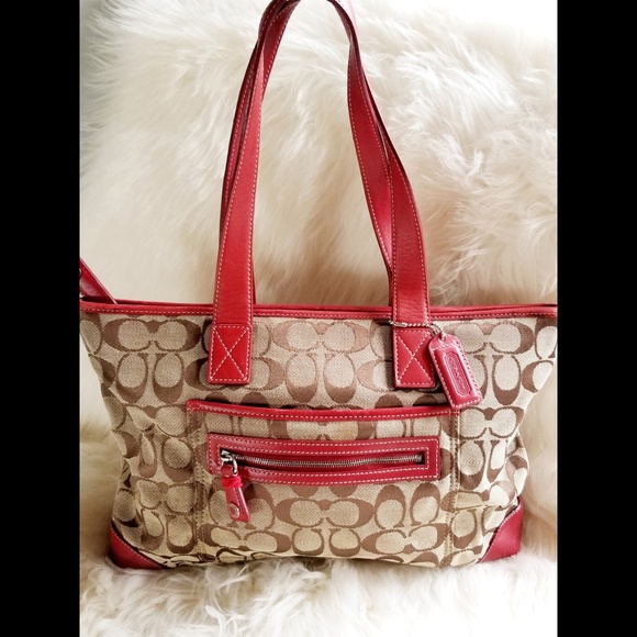 coach bag with red interior